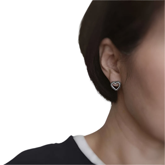 TEEK - Preciously Scallop Edged Heart Earrings JEWELRY TEEK FG