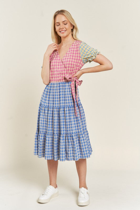 TEEK - MULTICOLOR BLOCK GINGHAM DRESS DRESS TEEK FG