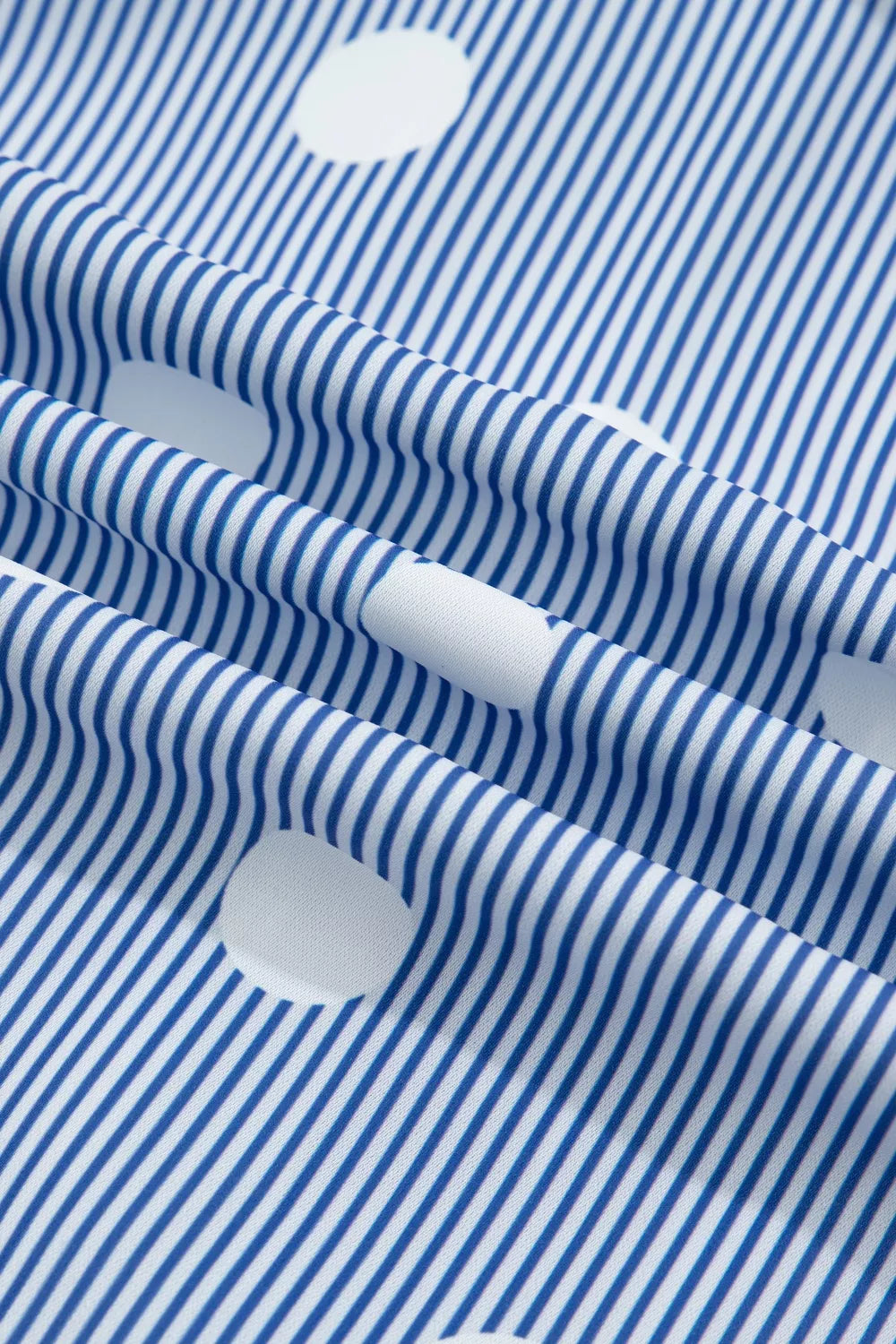 Stripe Contrast Polka Dot Print Pleated Ruffle Sleeve Shirt Trendsi