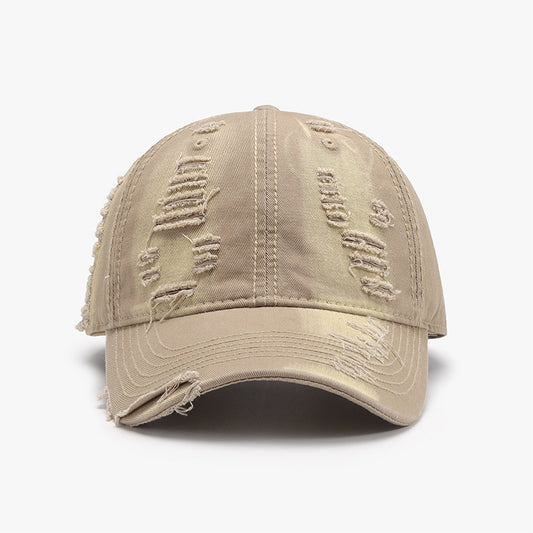 TEEK - Distressed Adjustable Cotton Baseball Cap HAT TEEK Trend Khaki