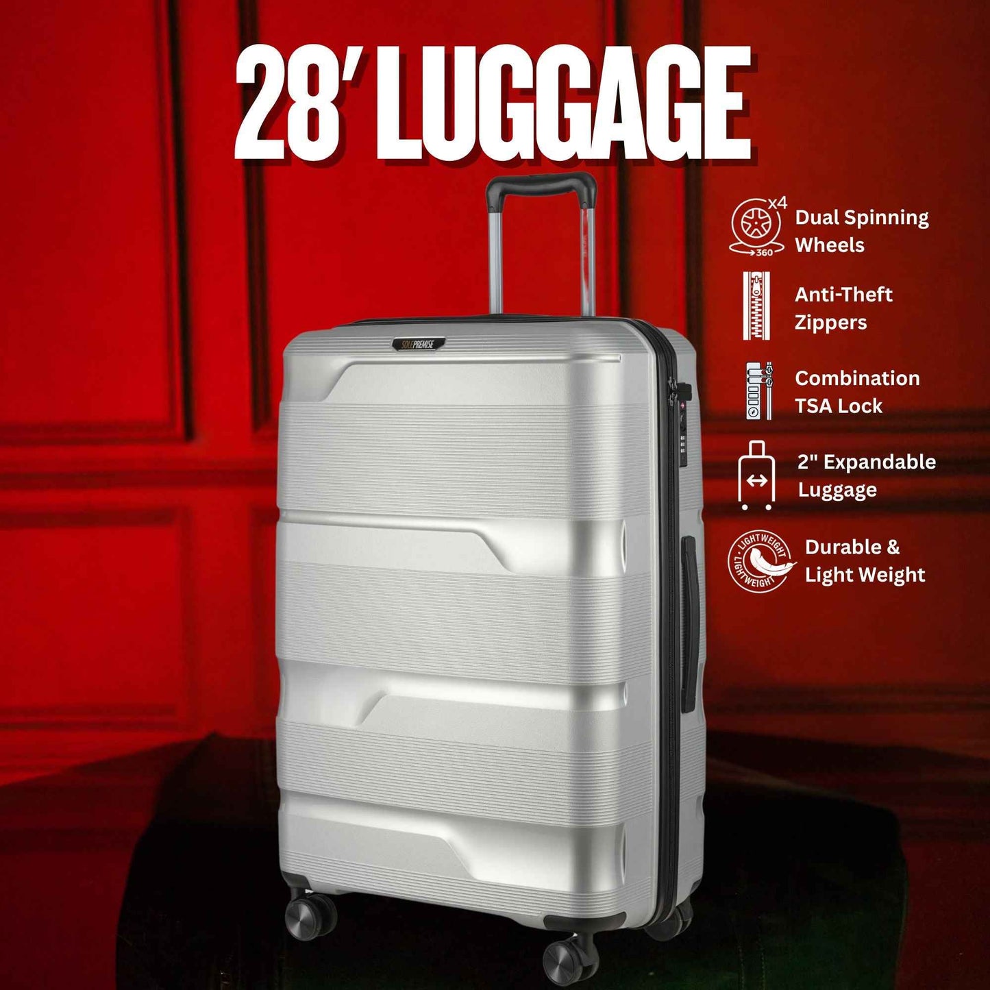 TEEK - 28-inch Silver Hardcase Roller Luggage BAG TEEK SP