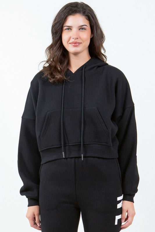 TEEK - Black Bold New York Long Sleeve Drawstring Cropped Hoodie TOPS TEEK Trend
