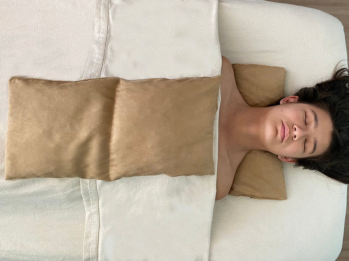 TEEK - Double Square Cherry Stone Pillow in Tan Ultra-Suede PILLOW TEEK HCP