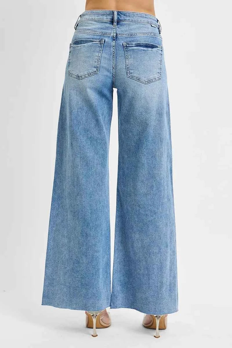 TEEK - Full Size Tummy Control High Rise Ankle Palazzo Jeans Plus Size JEANS TEEK Trend