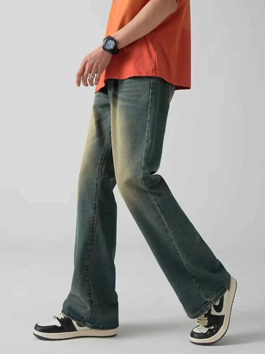 TEEK - Mens Plus Size Vintage Wash Wide Leg Jeans JEANS TEEK Trend