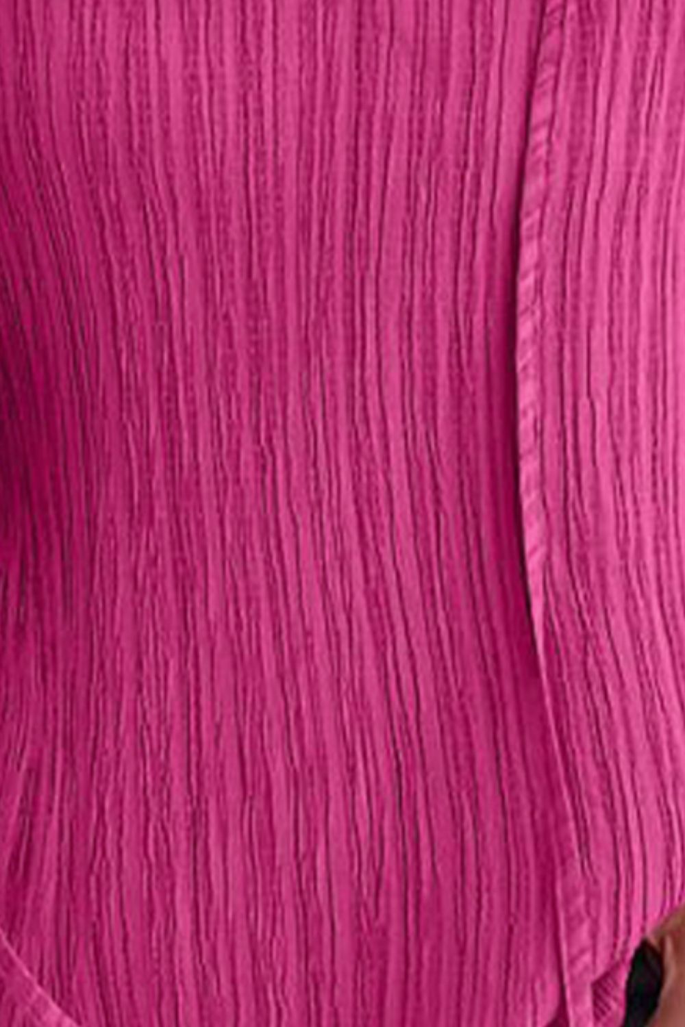 TEEK - Deep Rose Ruffled Tie Neck Cap Sleeve Blouse TOPS TEEK Trend