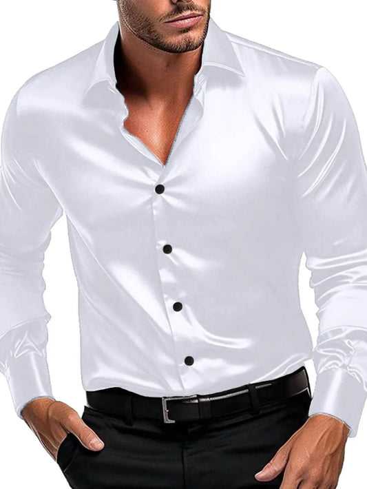 TEEK - Mens Button Down Long Sleeve Shirt TOPS TEEK Trend White S