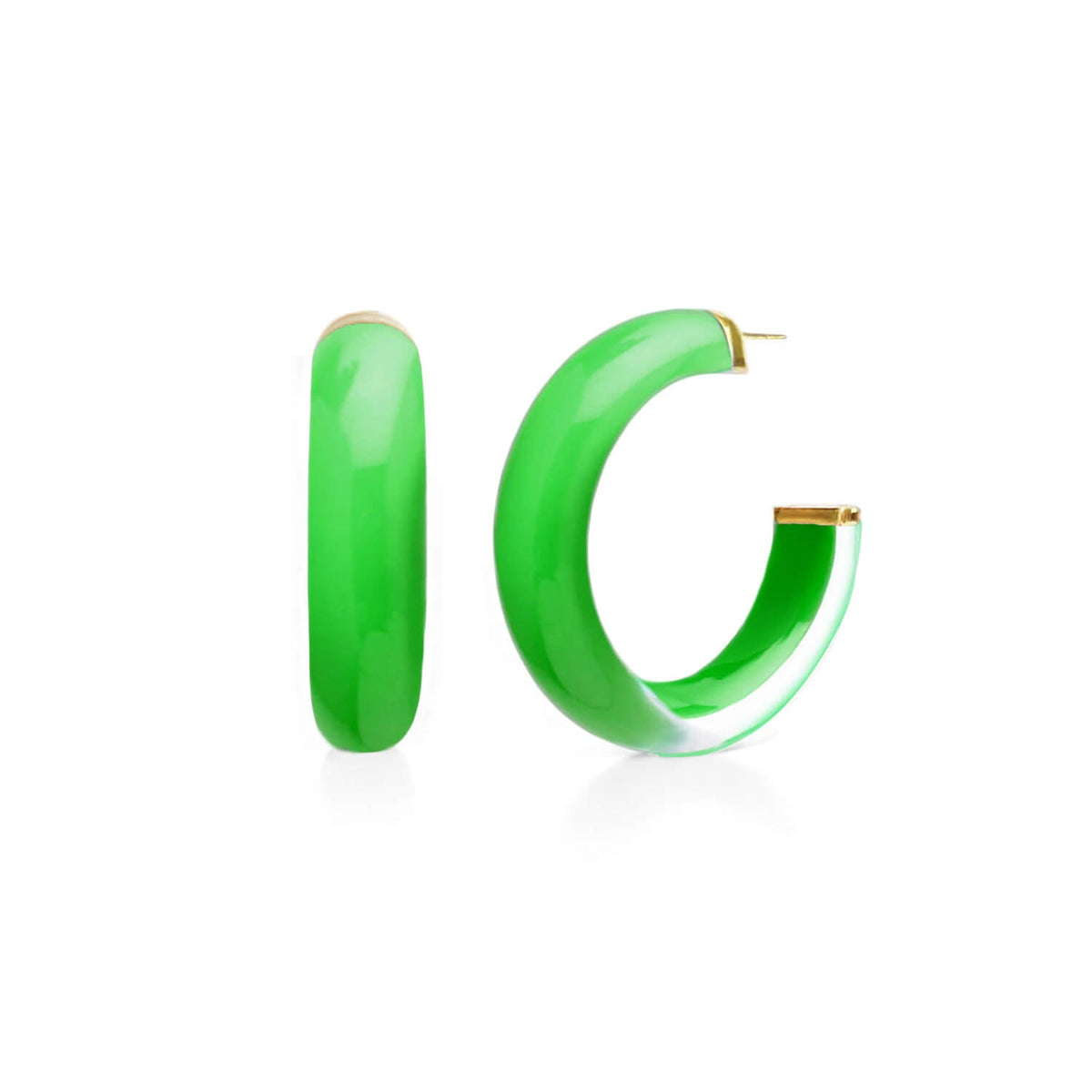 TEEK - Small Illusion Lucite Hoop Earrings JEWELRY TEEK GNH GREEN