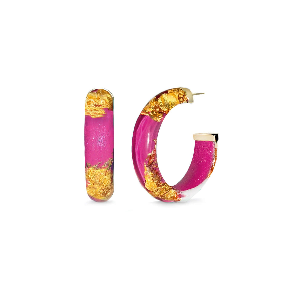 TEEK - Small Gold Leaf Lucite Hoop Earrings JEWELRY TEEK GNH DAHLIA GOLD LEAF