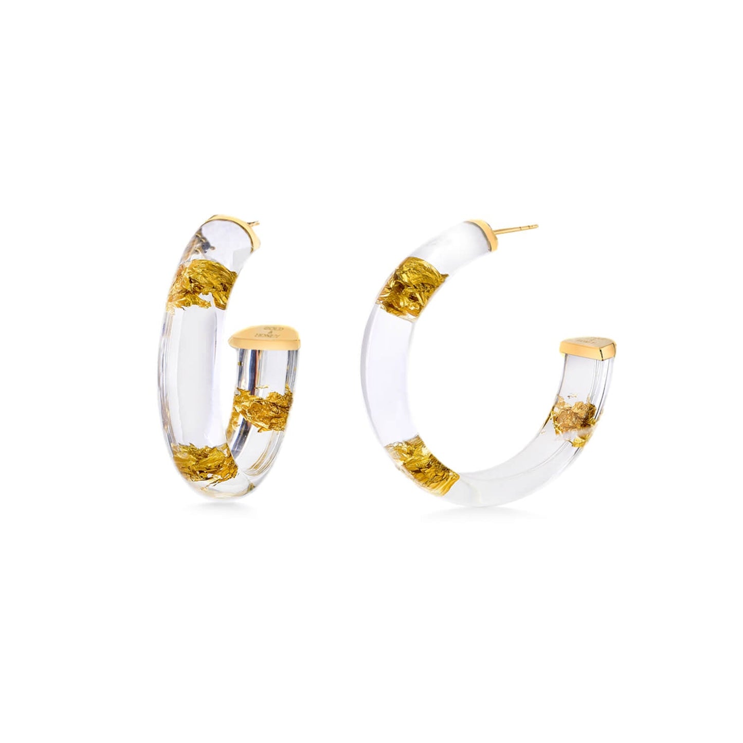TEEK - Small Gold Leaf Lucite Hoop Earrings JEWELRY TEEK GNH CLEAR GOLD LEAF