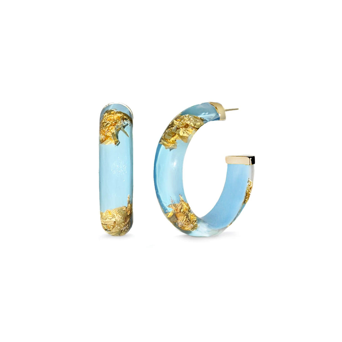 TEEK - Small Gold Leaf Lucite Hoop Earrings JEWELRY TEEK GNH ICE BLUE GOLD LEAF