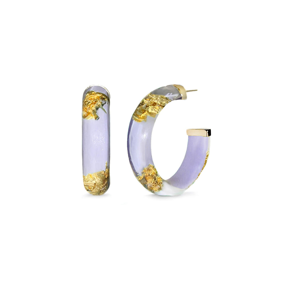 TEEK - Small Gold Leaf Lucite Hoop Earrings JEWELRY TEEK GNH LAVENDER GOLD LEAF