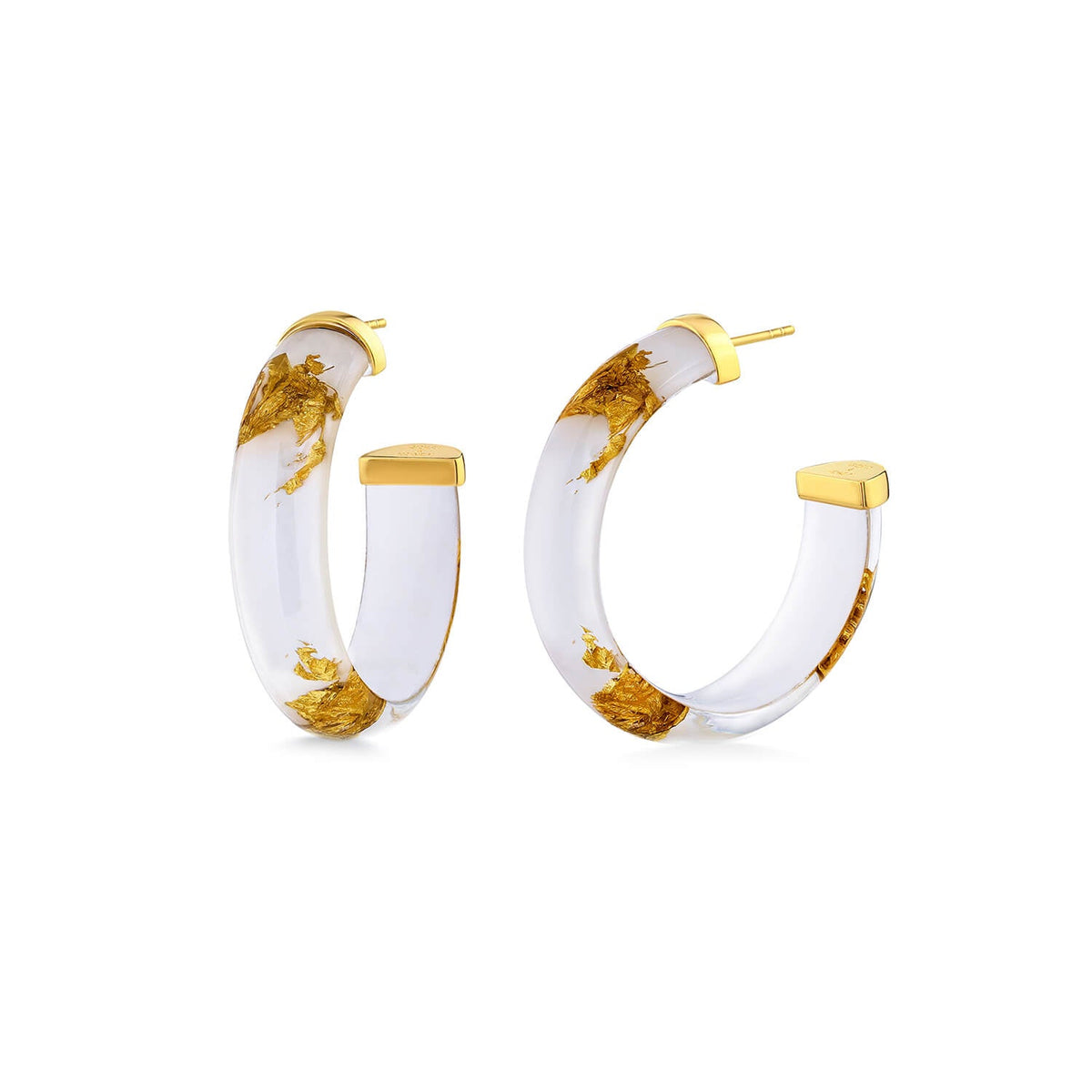 TEEK - Small Gold Leaf Lucite Hoop Earrings JEWELRY TEEK GNH WHITE GOLD LEAF