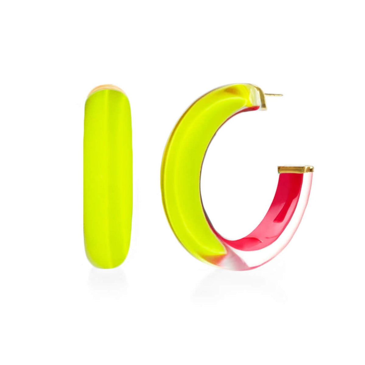TEEK - TEEK - Small Illusion Inside Out Lucite Hoop Earrings JEWELRY TEEK GNH LIME/PINK