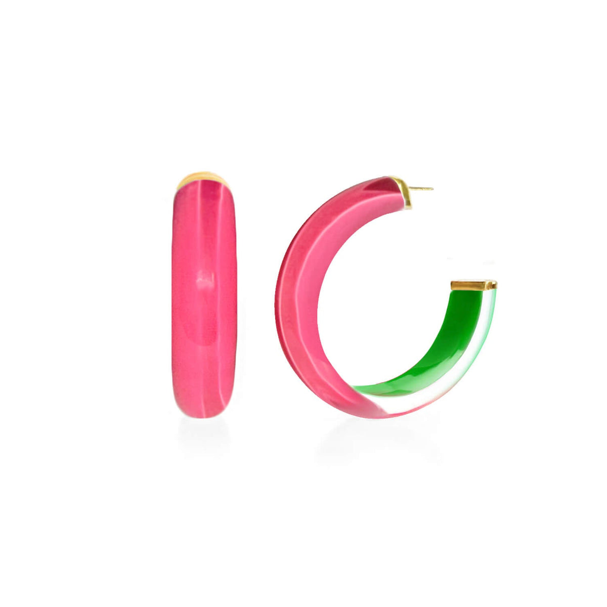 TEEK - TEEK - Small Illusion Inside Out Lucite Hoop Earrings JEWELRY TEEK GNH PINK/GREEN