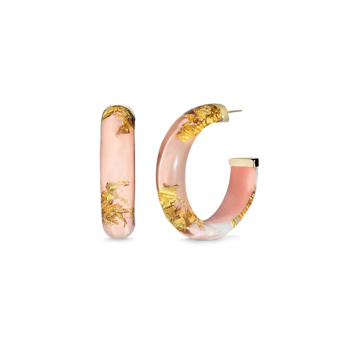 TEEK - Small Gold Leaf Lucite Hoop Earrings JEWELRY TEEK GNH ROSE GOLD GOLD LEAF
