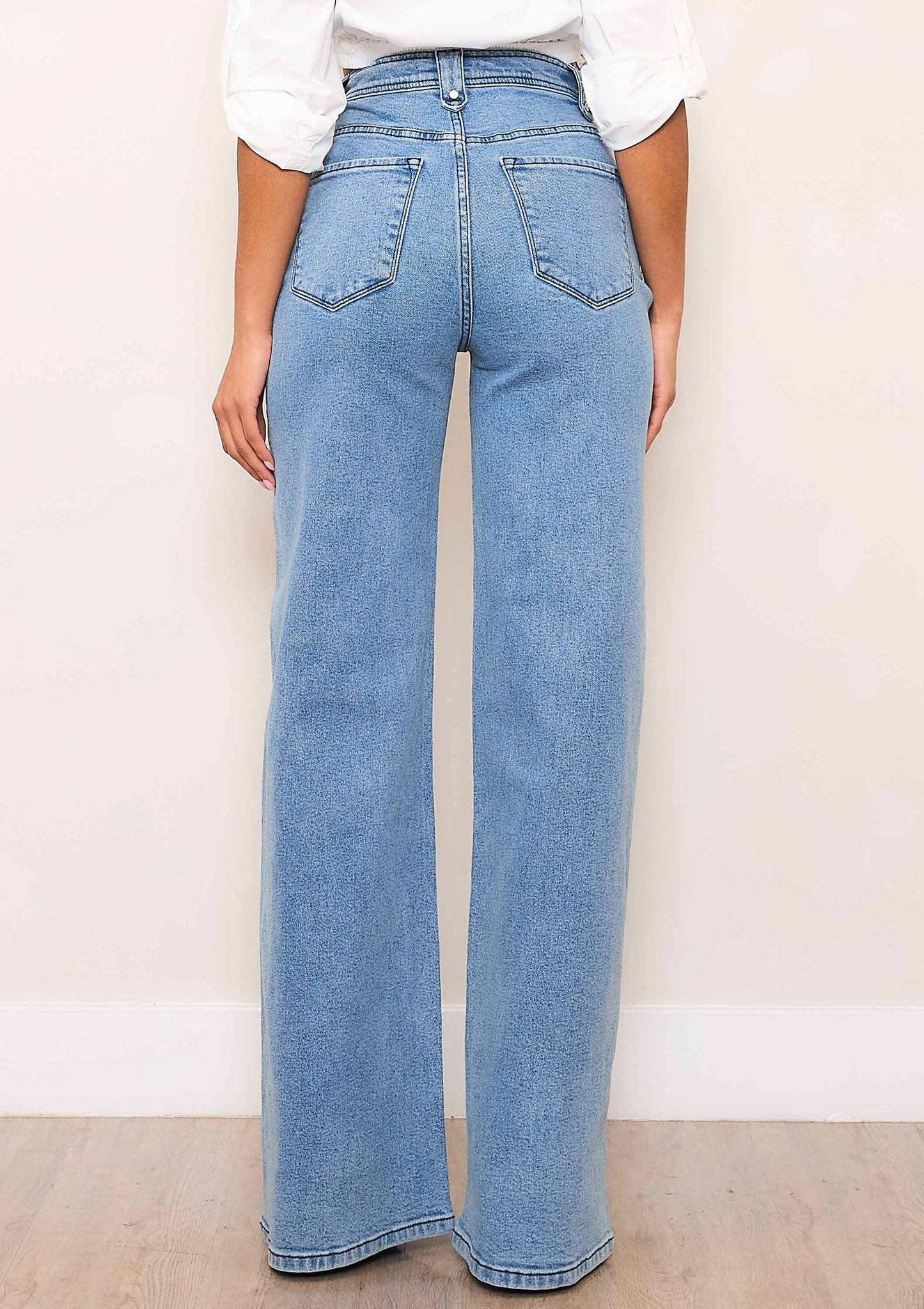 TEEK - High-Rise Wide Leg Jeans With Waist Snap Button JEANS TEEK RRRB