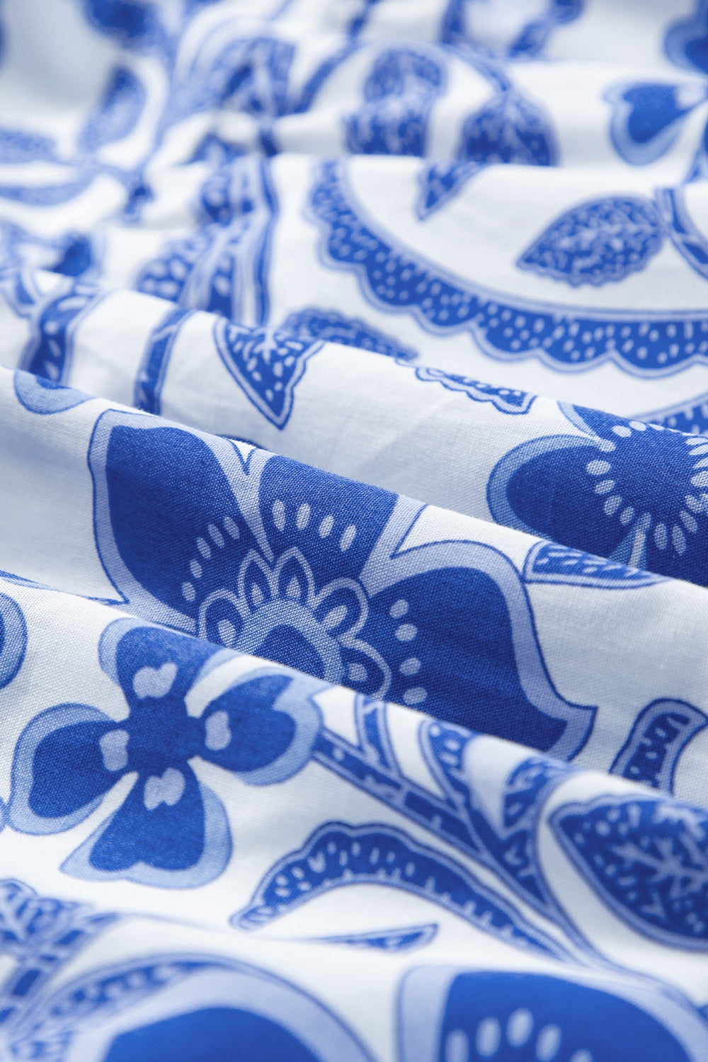 TEEK - Royal Blue Printed Notched Puff Sleeve Dress DRESS TEEK Trend