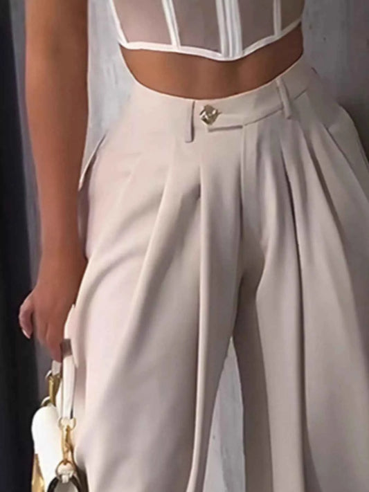 TEEK - High-Waisted Wide Leg Pleated Pants PANTS theteekdotcom