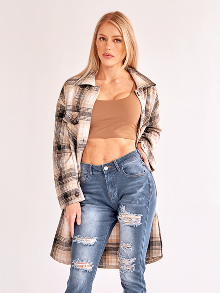 TEEK - Plaid Cardigan Shirt Jacket JACKET TEEK W