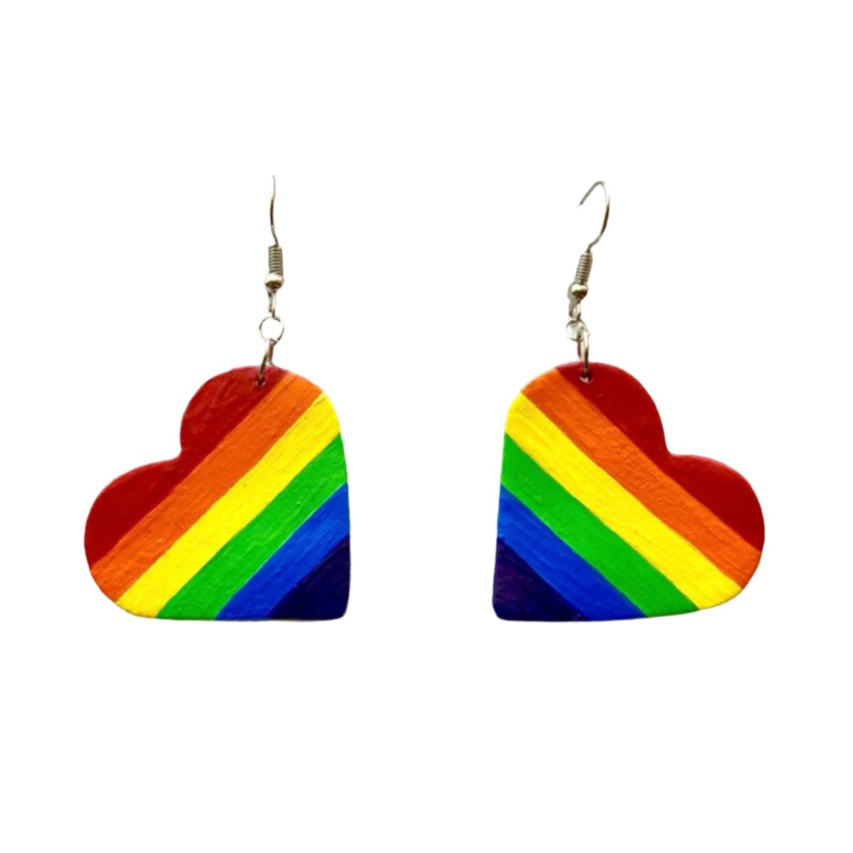 TEEK - Rainbow Leather Colorful Striped Heart Earrings JEWELRY TEEK Trend