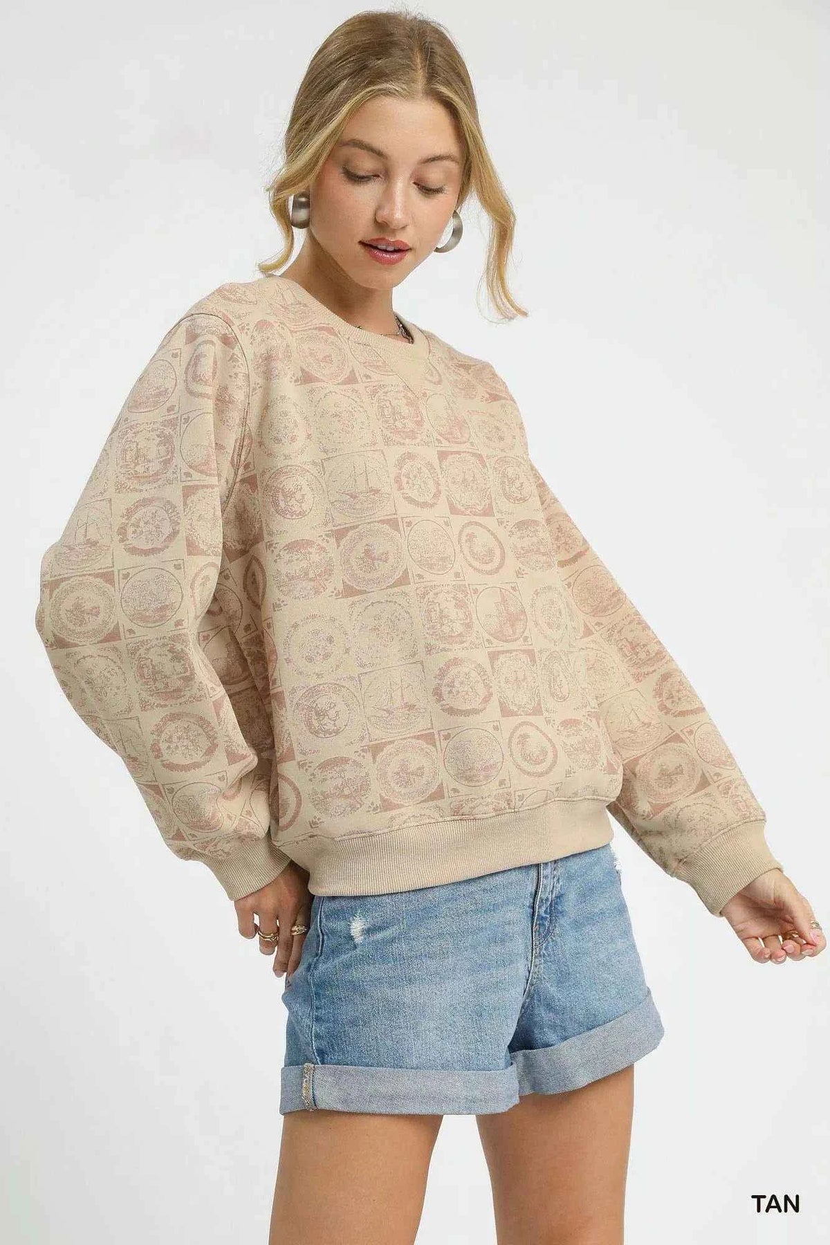 TEEK - Coin Stamp Print Sweatshirt TOPS TEEK Trend