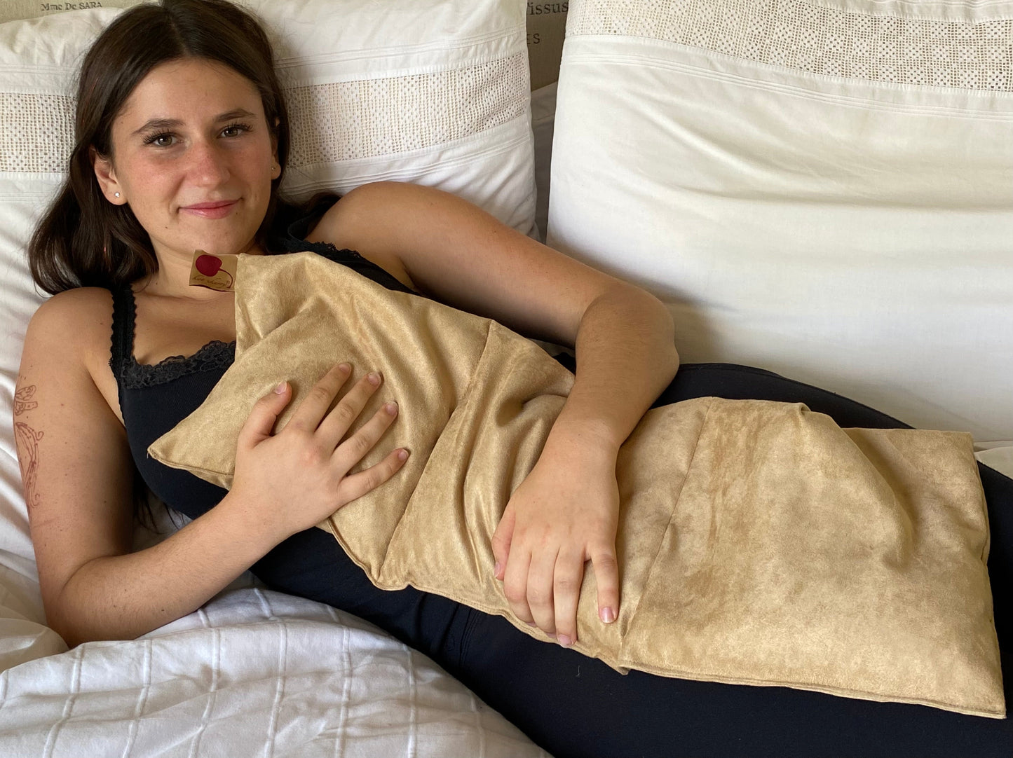 TEEK - Triple Square Cherry Stone Pillow in Tan Ultra-Suede PILLOW TEEK HCP