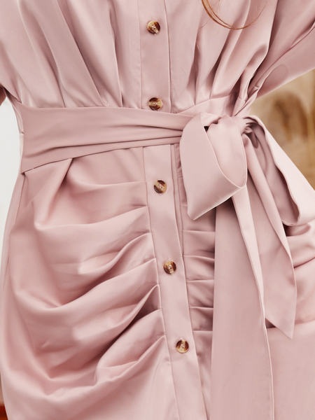 TEEK - Stylish Pleated Shirt Dress DRESS TEEK W