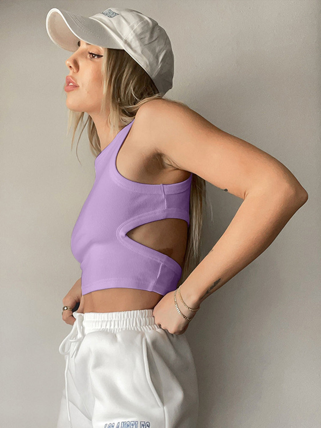TEEK - Horizontal Split Round Neck Tank TOPS TEEK Trend Lavender XS