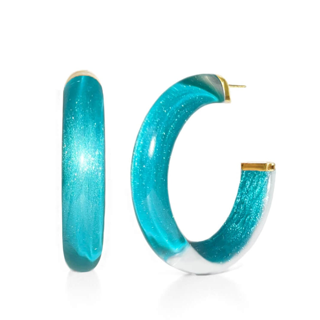 TEEK - Medium Illusion Lucite Hoop Earrings JEWELRY TEEK GNH TEAL