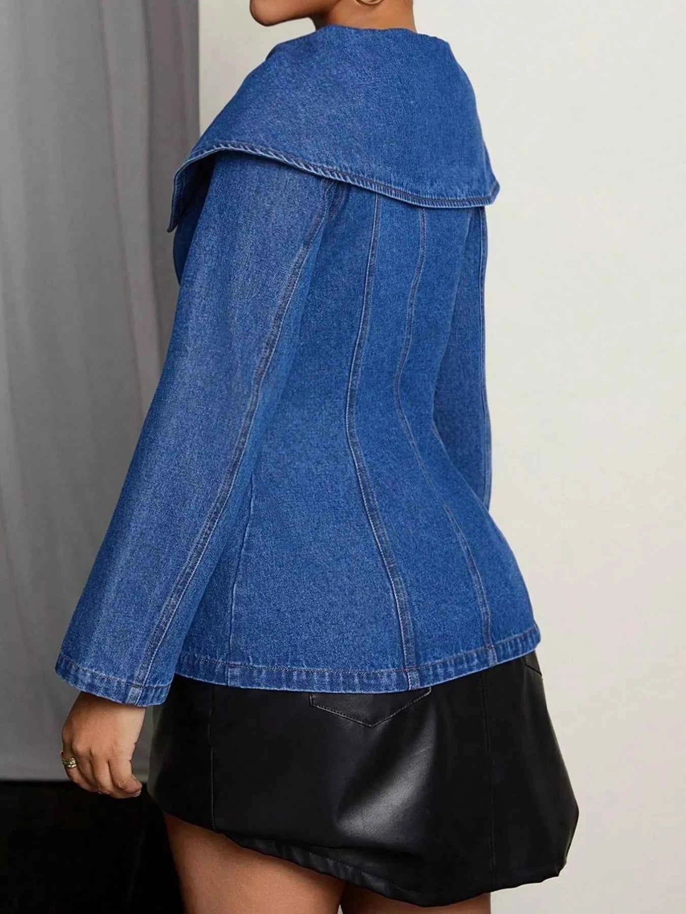 TEEK - Button-Front Long Sleeve Denim Top TOPS TEEK Trend