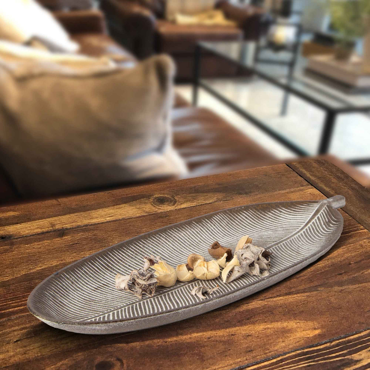 TEEK - 423 - Leaf Design Wood Tray HOME DECOR TEEK PB