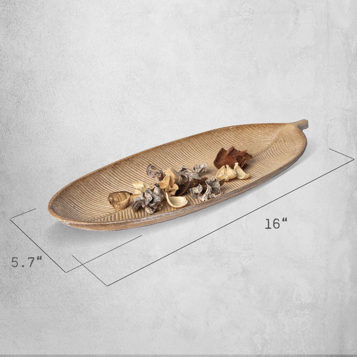 TEEK - 423 - Leaf Design Wood Tray HOME DECOR TEEK PB Natural