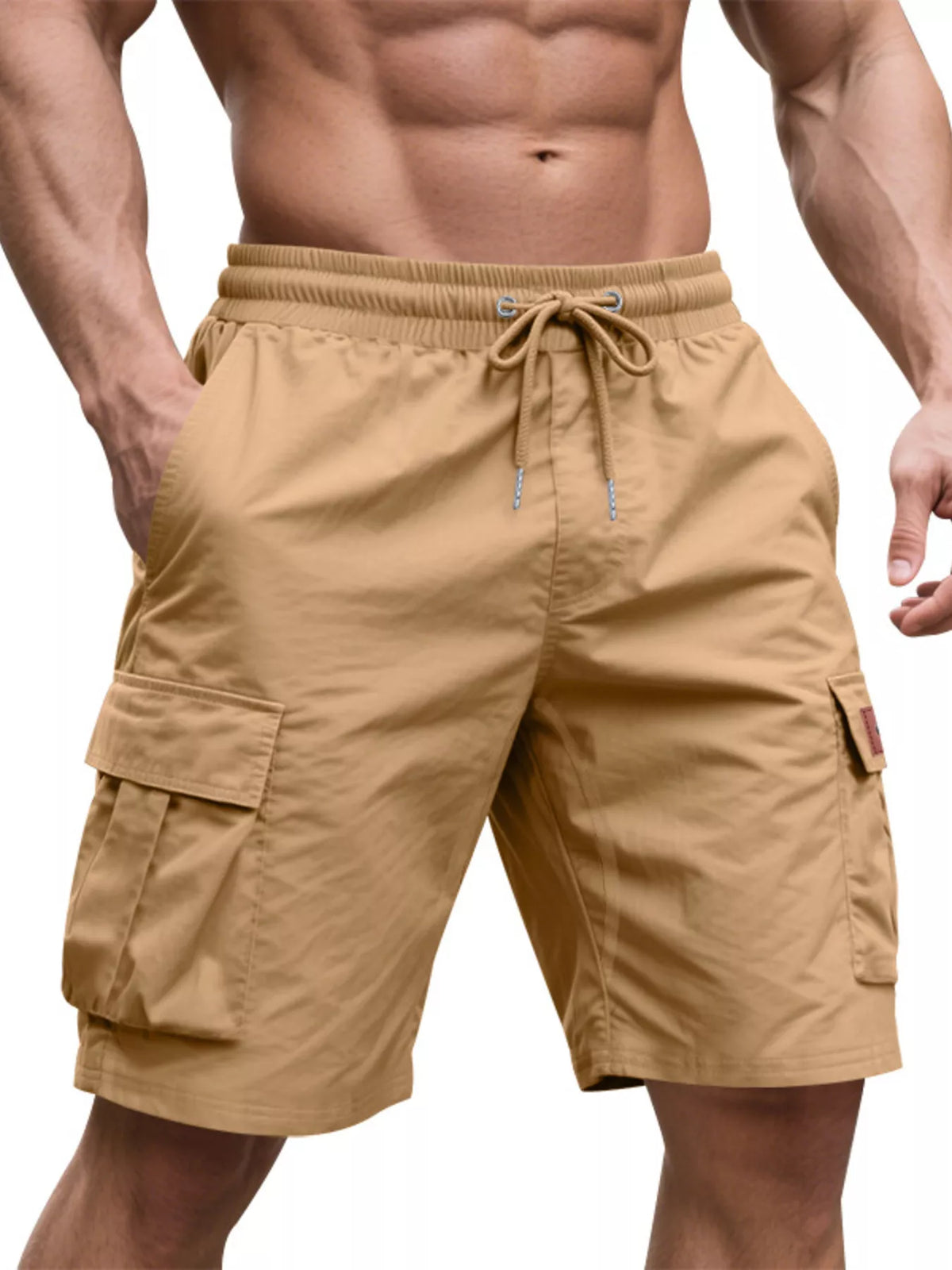 TEEK - Mens Full Size Cargo Shorts with Drawstring Plus Size SHORTS TEEK Trend