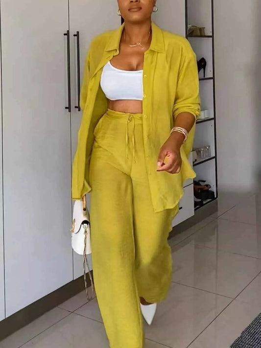 TEEK - Tie-Front Top and Wide Leg Pants Set SET TEEK Trend