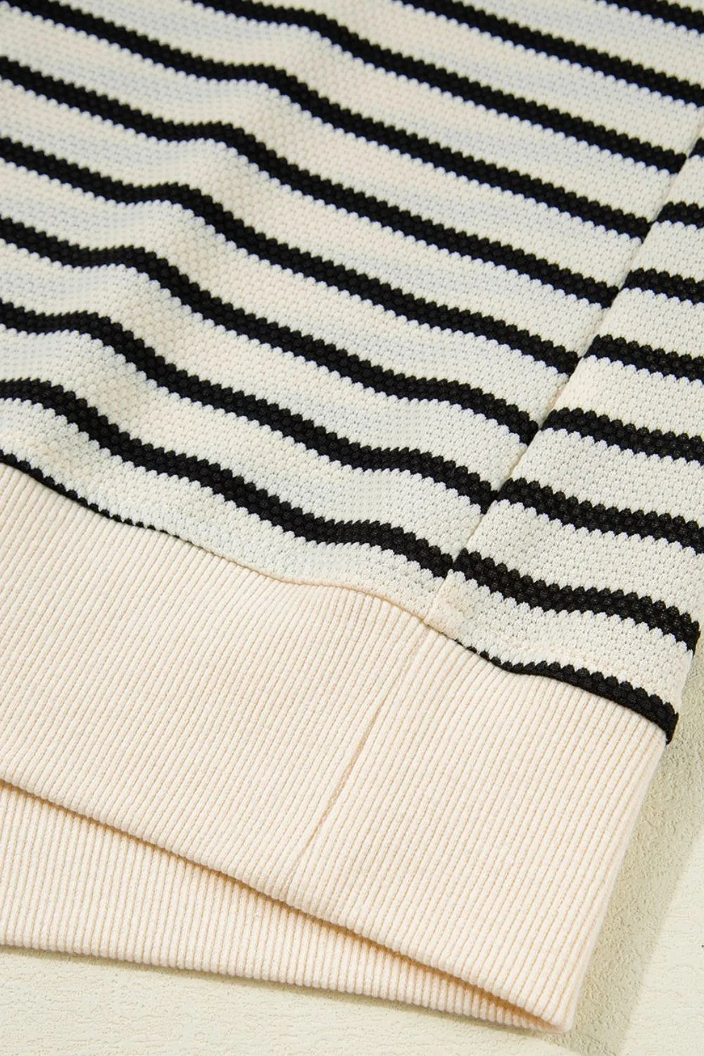TEEK - Striped Round Neck Ruffle Sleeve Blouse JEANS TEEK Trend