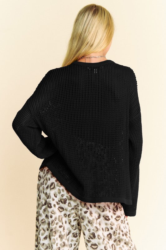 TEEK - Black Star Front Crochet Knit Top TOPS TEEK Trend