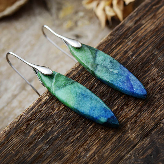 TEEK - Copper Natural Stone Geometric Shape Earrings JEWELRY TEEK Trend Blue/Green/Silver