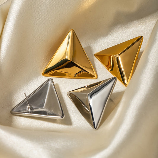 TEEK - Stainless Steel 3D Triangle Earrings JEWELRY TEEK Trend