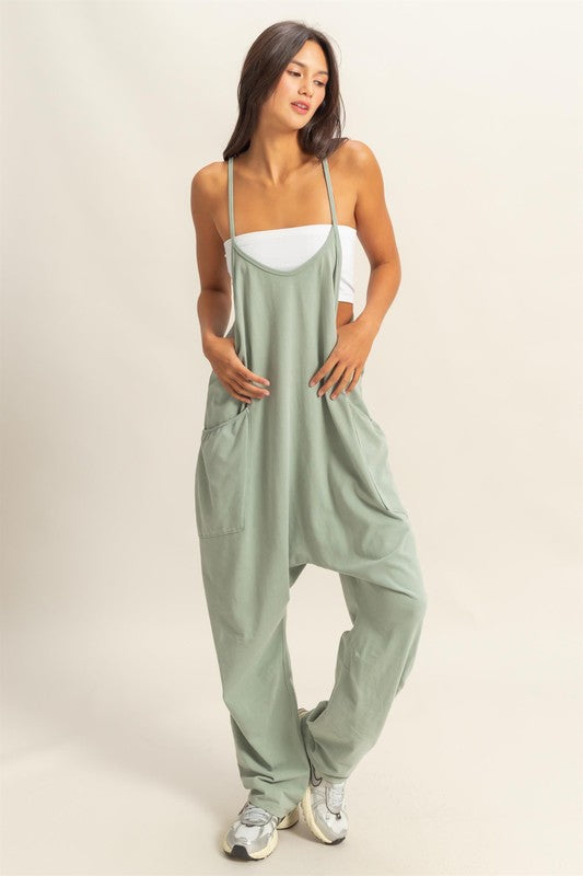 TEEK - Sage Relaxed Fit Mineral Washed Pocketed Overalls OVERALLS TEEK Trend