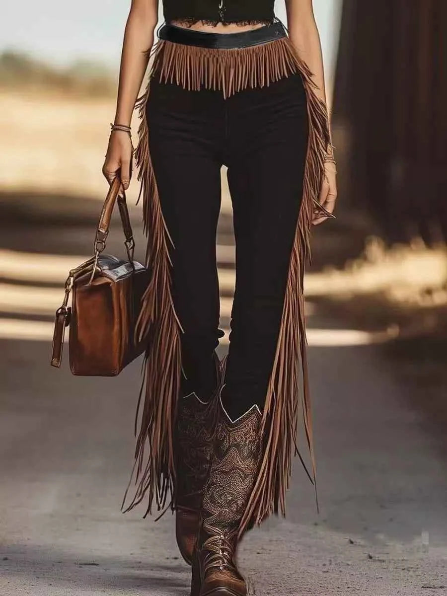 TEEK - Fringe Slim Fit Pants PANTS TEEK Trend Black S