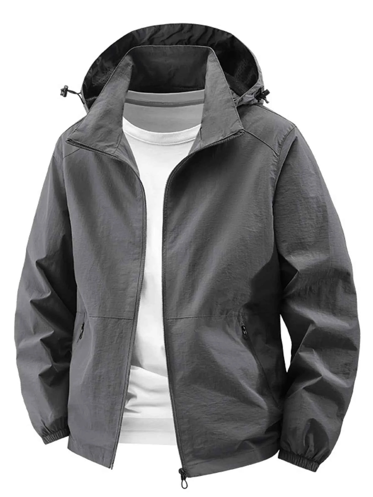 TEEK - Mens Plus Size Lightweight Hooded Windbreaker Jacket JACKET TEEK Trend Grey M