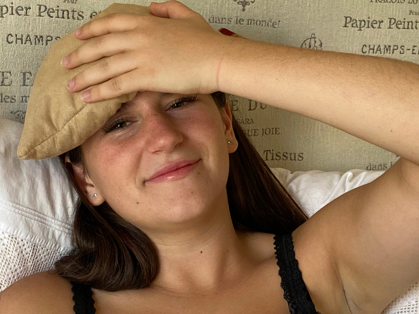 TEEK - Hot Cherry Eye Pillow in Tan Ultra-suede PILLOW TEEK HCP