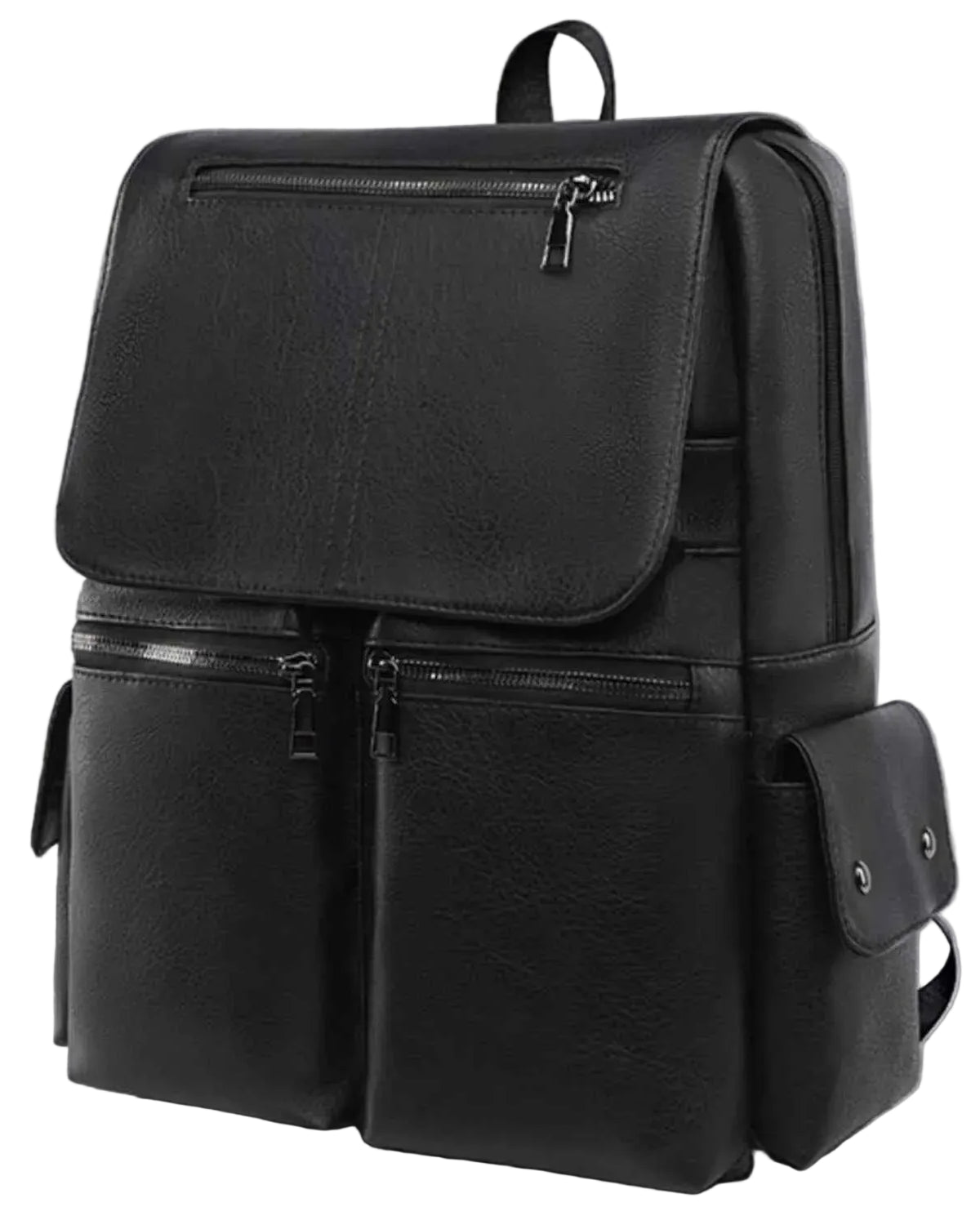 TEEK - Leather Flapover Backpack Bag BAG TEEK Trend Black One Size