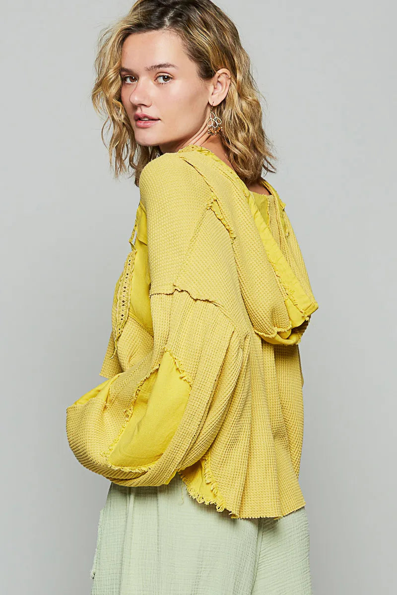TEEK - Yellow Raw Hem Cropped Hooded Jacket JACKET TEEK Trend