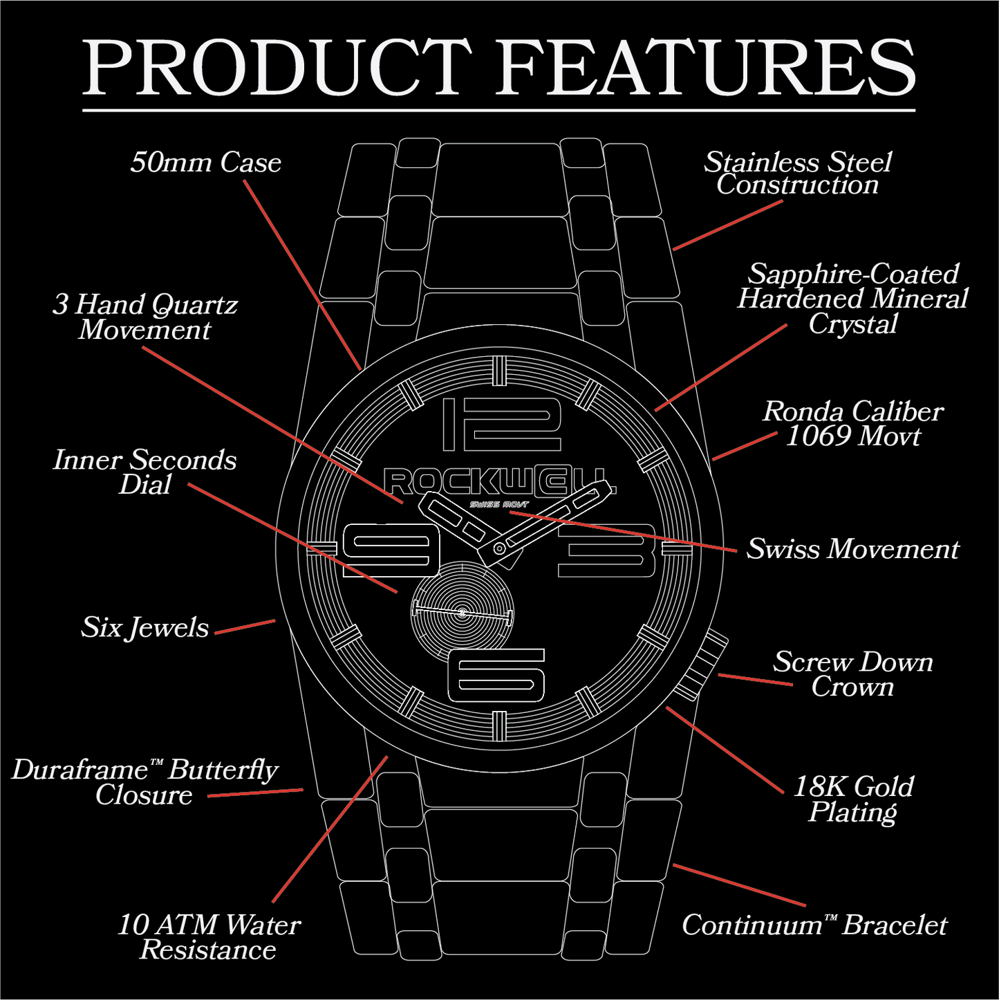 TEEK - 50mm Ricky James Edition (Black/Gold) Watch WATCH TEEK RT