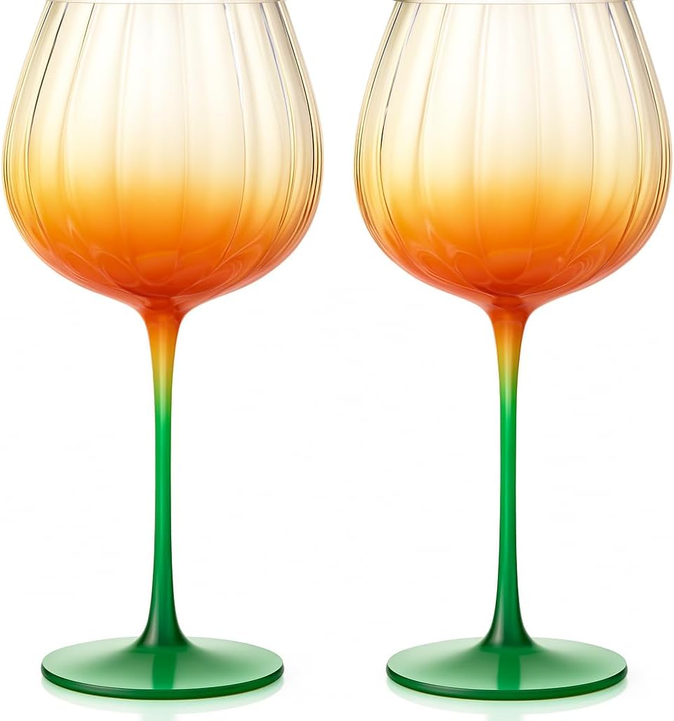 TEEK - Pumpkin Wine Glasses Borosilicate Stemware Set HOME DECOR TEEK KS