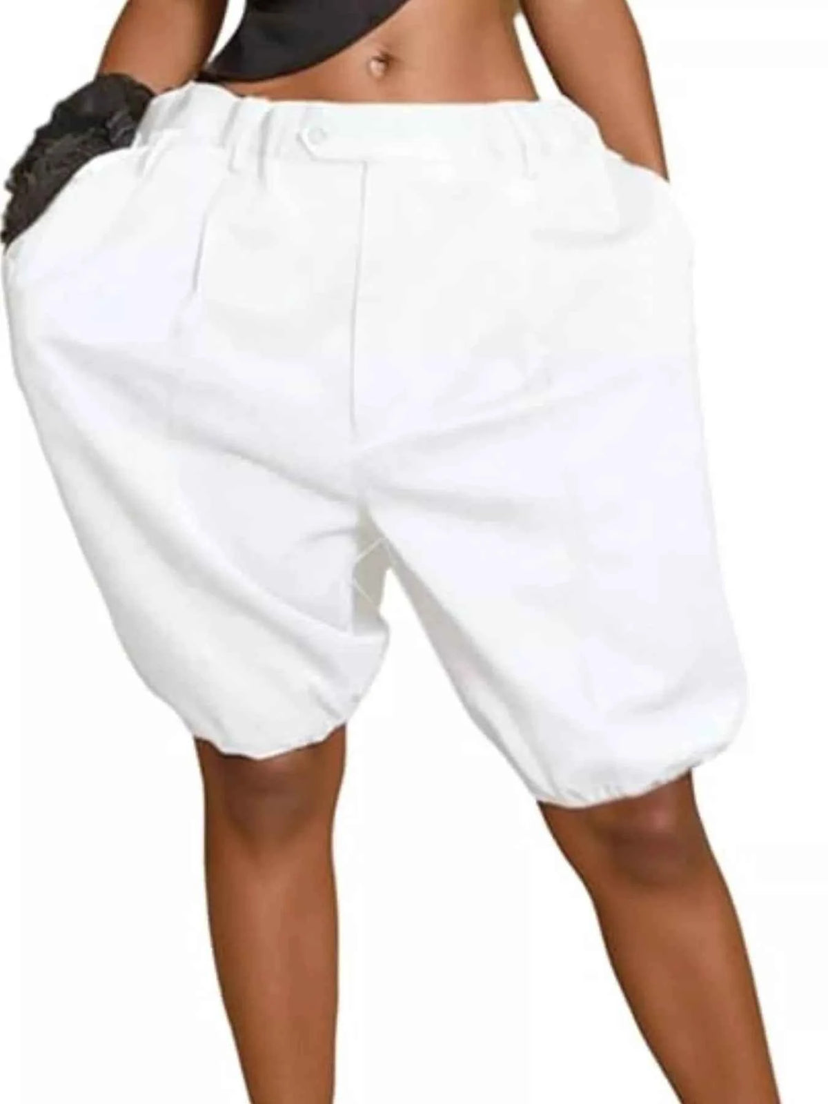 TEEK - Pleated Detail High Waist Shorts SHORTS TEEK Trend White S