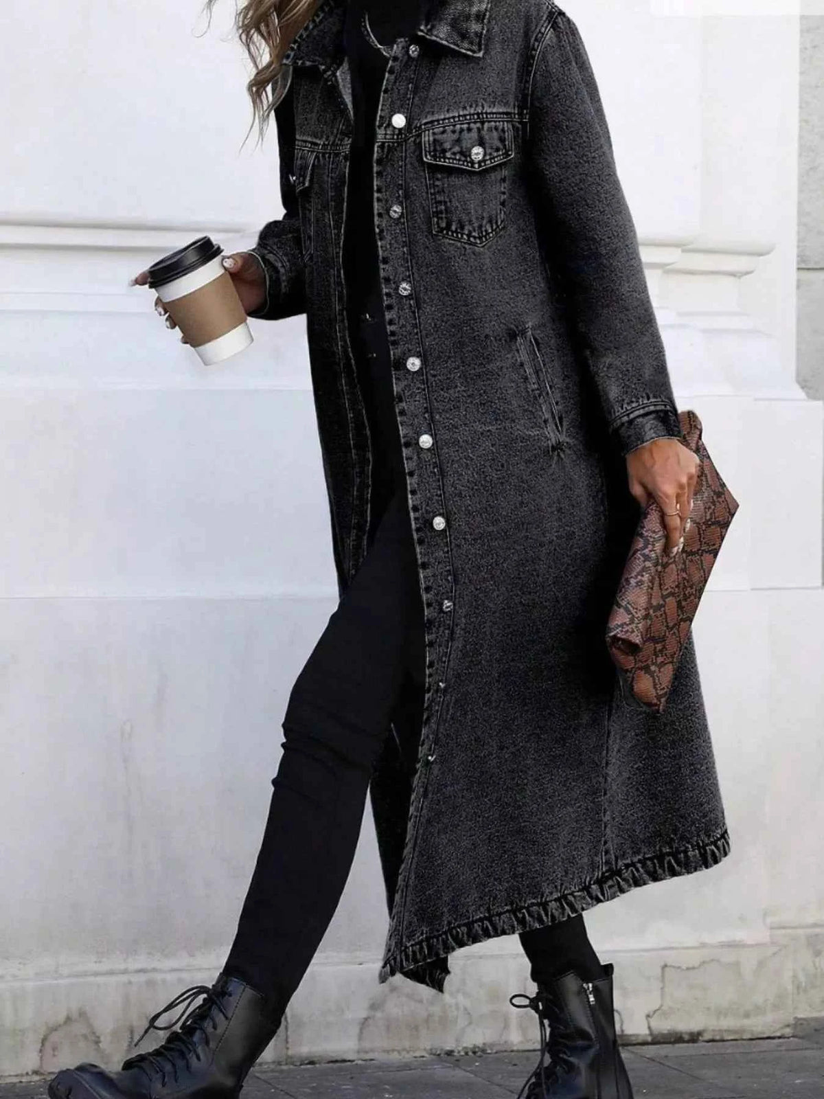TEEK - Longline Button-Front Denim Coat COAT TEEK Trend