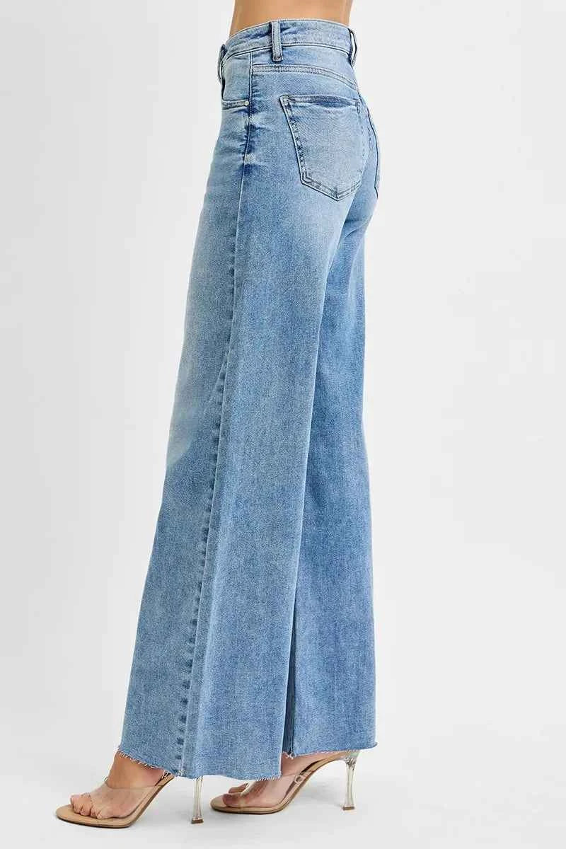 TEEK - Full Size Tummy Control High Rise Ankle Palazzo Jeans Plus Size JEANS TEEK Trend
